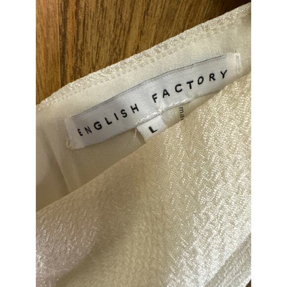 English Factory Cream Balloon Sleeve Sweetheart Neck Mini Dress Lined Large - Picture 5 of 7